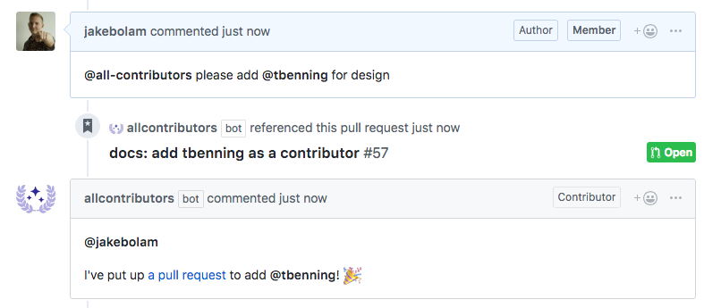 A screenshot of a github comment that says please add @user for design.